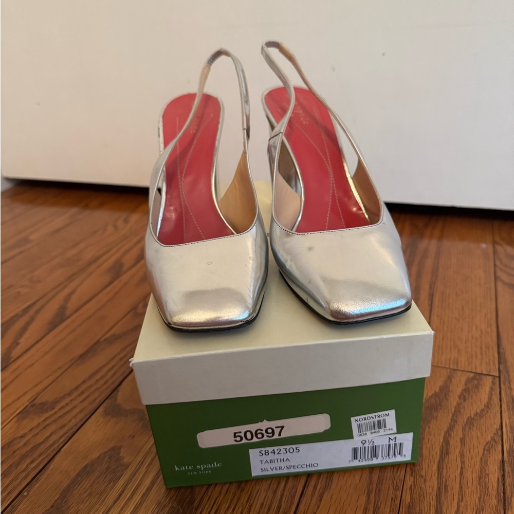 Kate Spade Silver and Red Slingback Heels